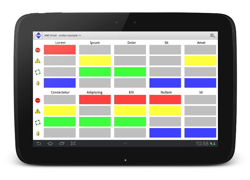 andon HMI android tablet app