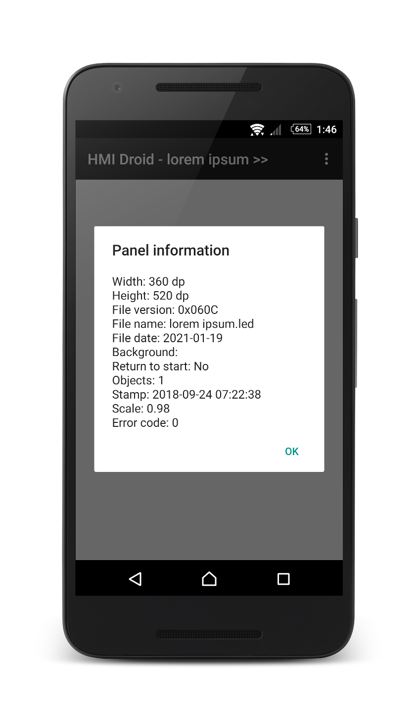 HMI Droid - Panel (page) Information