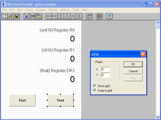 HMI Droid Studio - Grid example